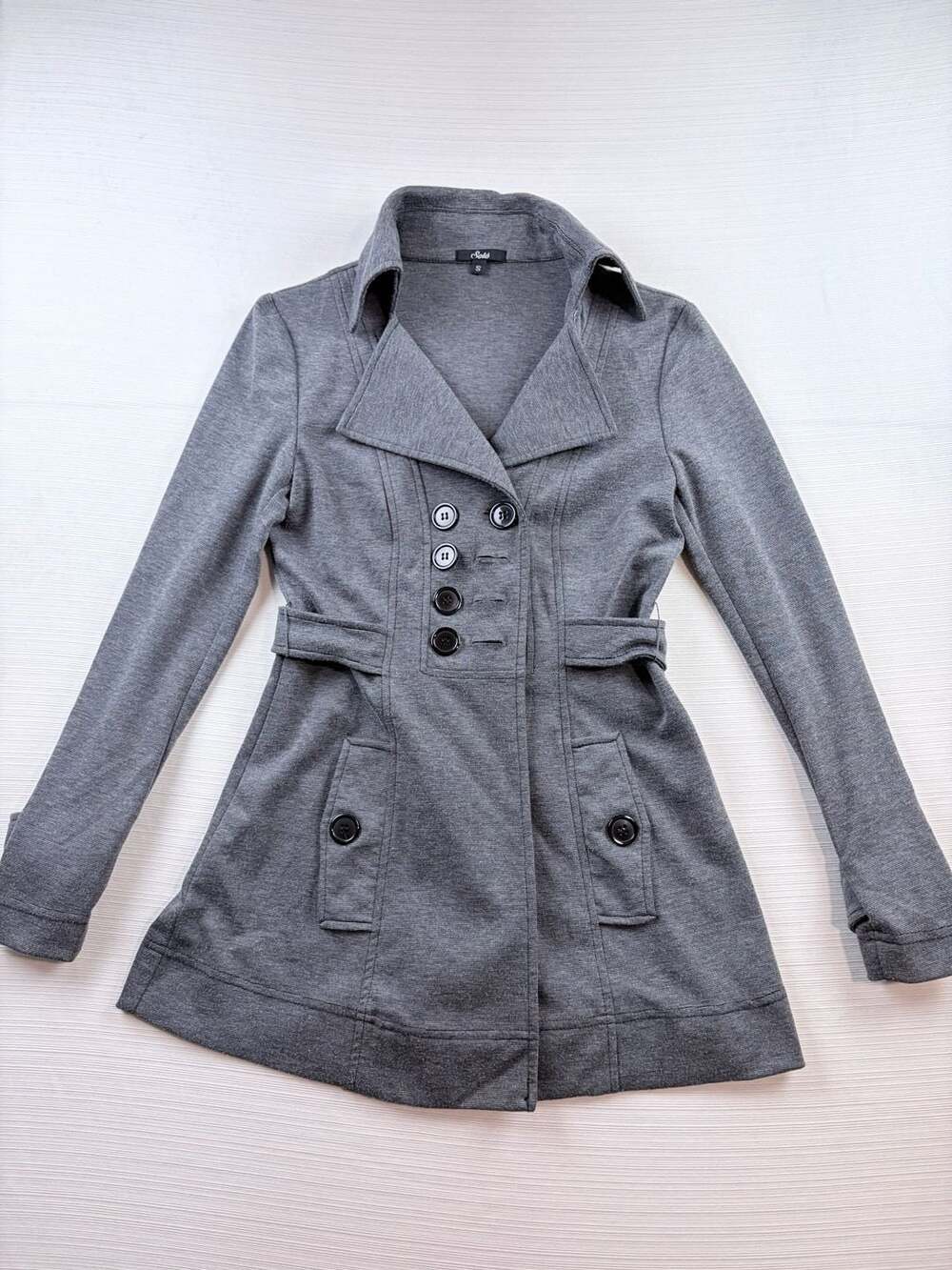 Sele Double Breasted Pea Coat Size S Gray Button Up Trench Jacket